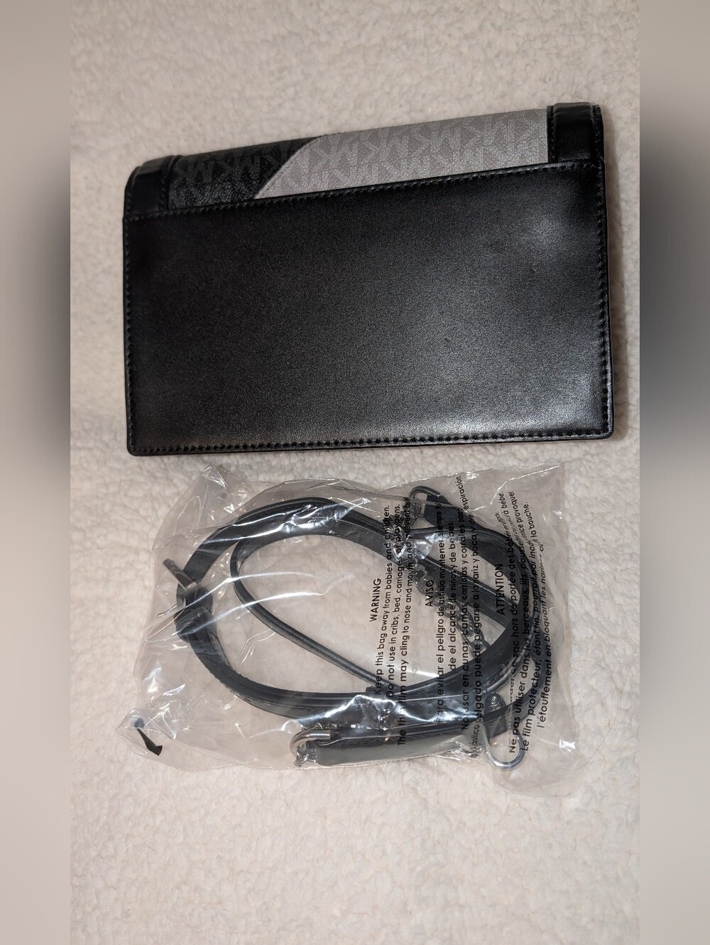Michael Kors Large Fullflap Chain Crossbody Black Gray White Silver NWOT - Picture 2 of 8